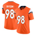Denver #98 Onyedim Player Football V Neck Short Sleeve Jersey Orange Tyler For Men Youth Women Gift