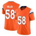 Denver #58 Miller Player Football V Neck Short Sleeve Jersey Orange Von For Men Youth Women Gift