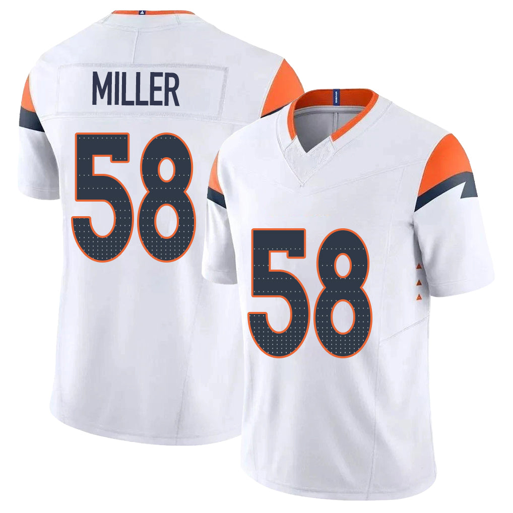 Denver #58 Miller Player Football V Neck Short Sleeve White Jersey Von For Men Youth Women Gift