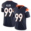Denver #99 Allen Player Football V Neck Short Sleeve Navy Jersey Zach For Men Youth Women Gift
