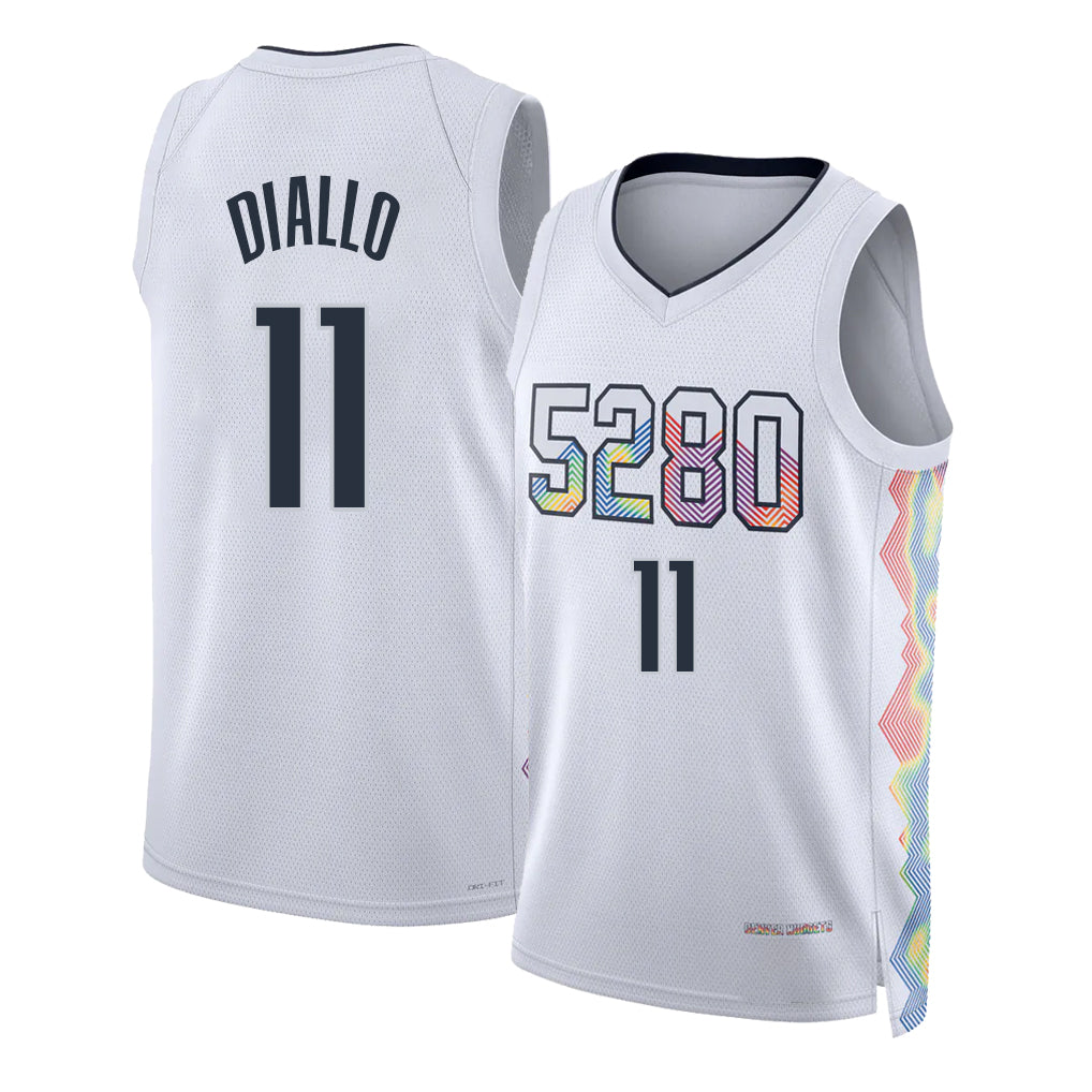 Denver #11 Diallo Player Basketball Sleeveless White Jersey Alpha For Adult Youth