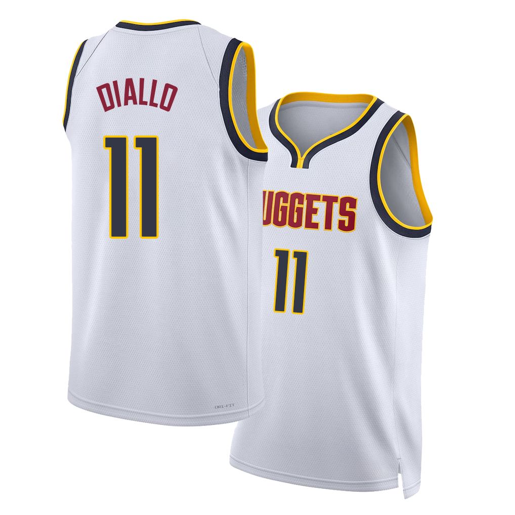 Denver #11 Diallo Player Basketball Sleeveless White Jersey Alpha For Adult Youth