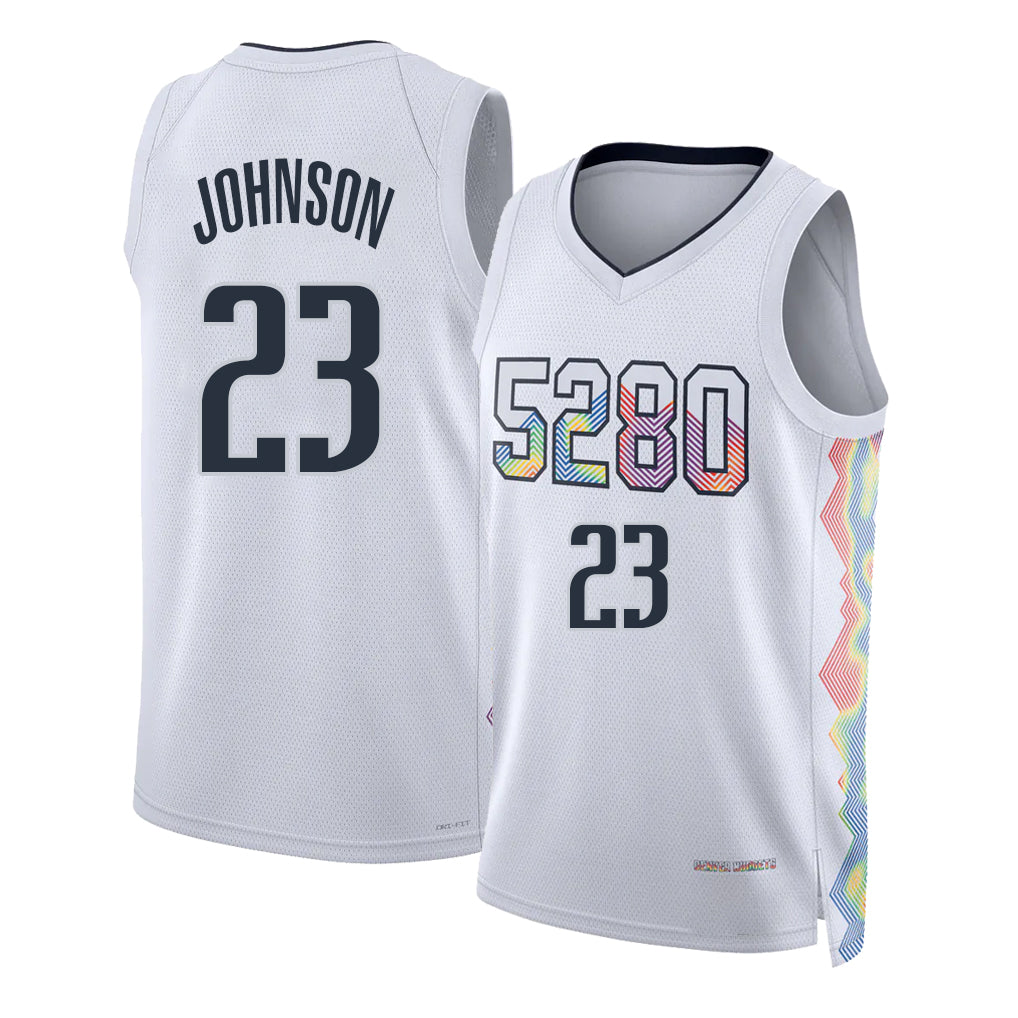 Denver #23 Johnson Player Basketball Sleeveless White Jersey Cameron For Adult Youth