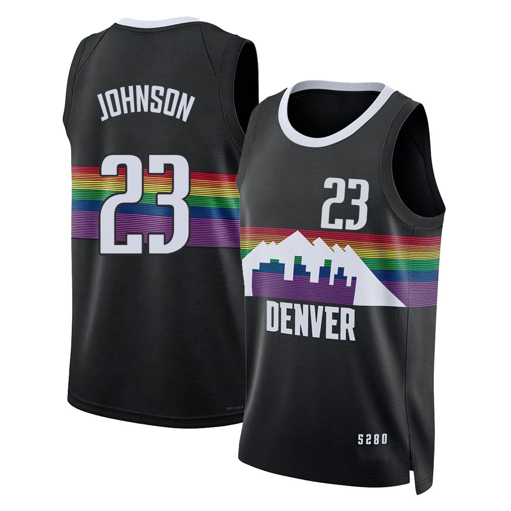 Denver #23 Johnson Player Basketball Sleeveless Black Jersey Cameron For Adult Youth