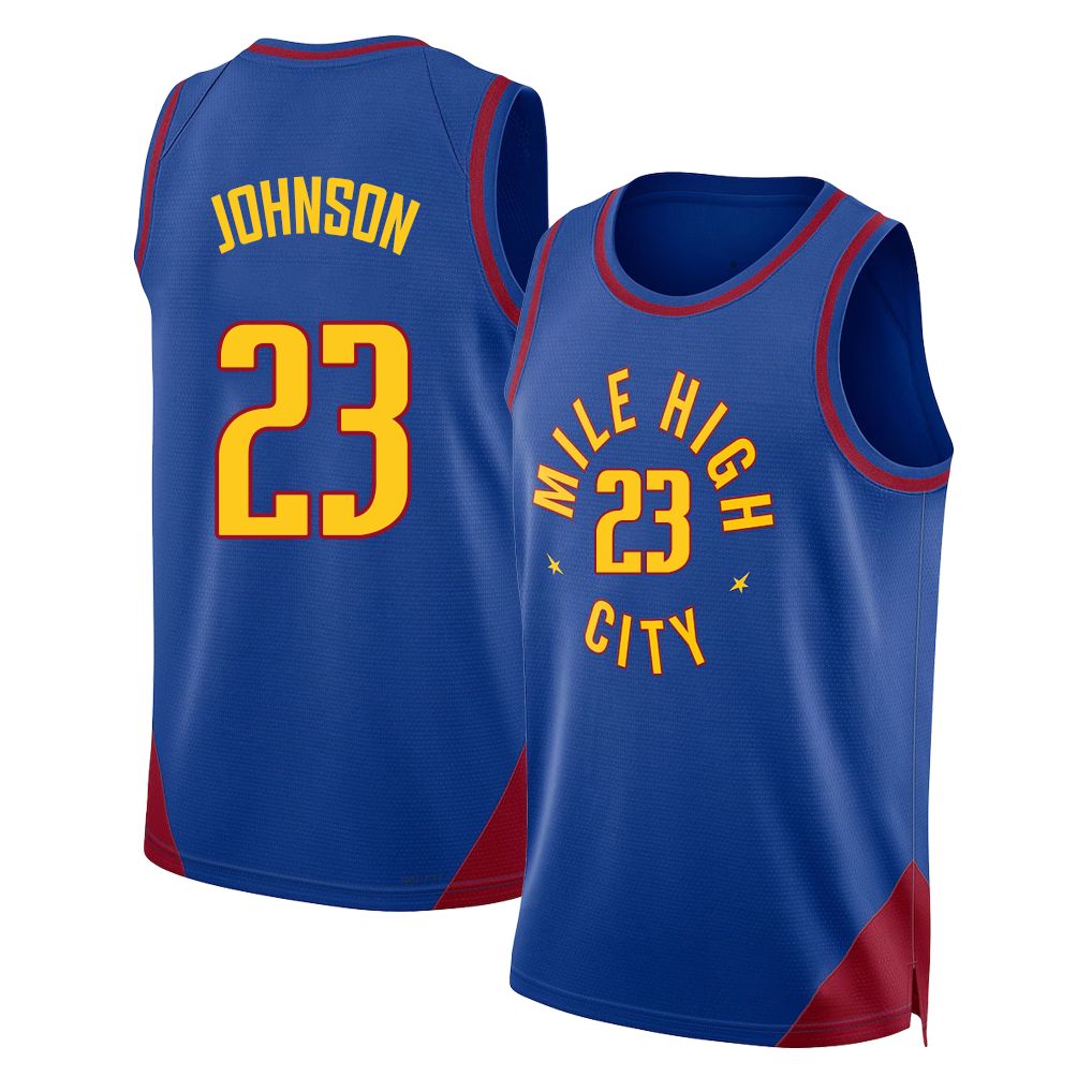 Denver #23 Johnson Player Basketball Sleeveless Blue Jersey Cameron For Adult Youth