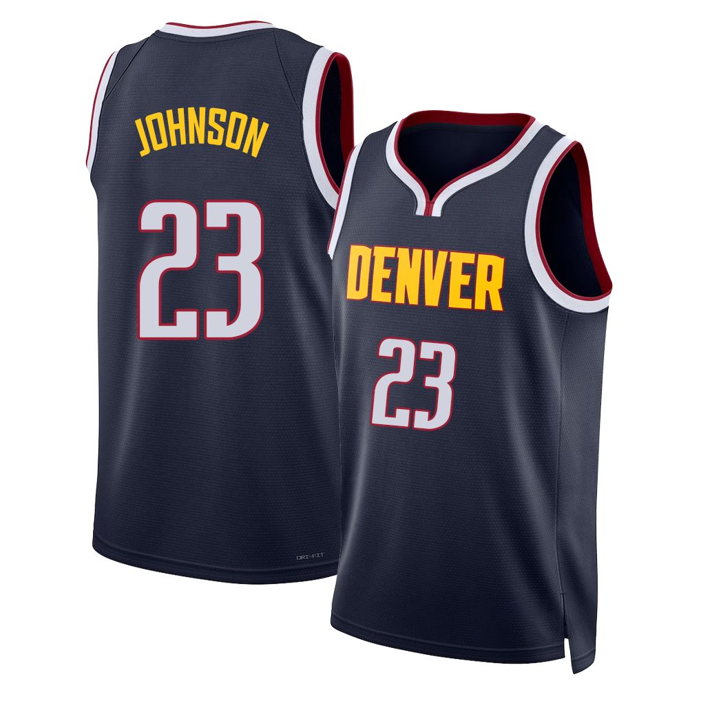 Denver #23 Johnson Player Basketball Sleeveless Navy Jersey Cameron For Adult Youth