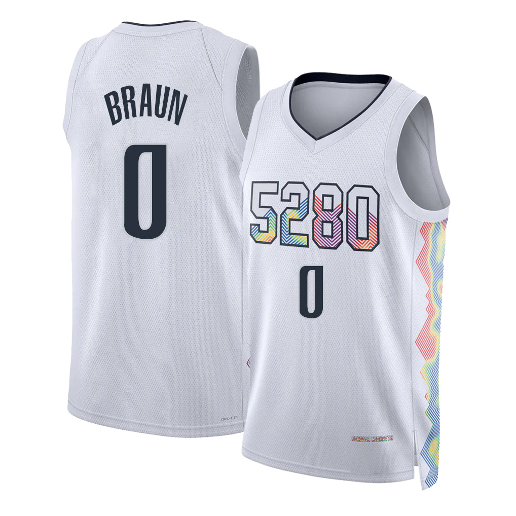 Denver #0 Braun Player Basketball Sleeveless White Jersey Christian For Adult Youth