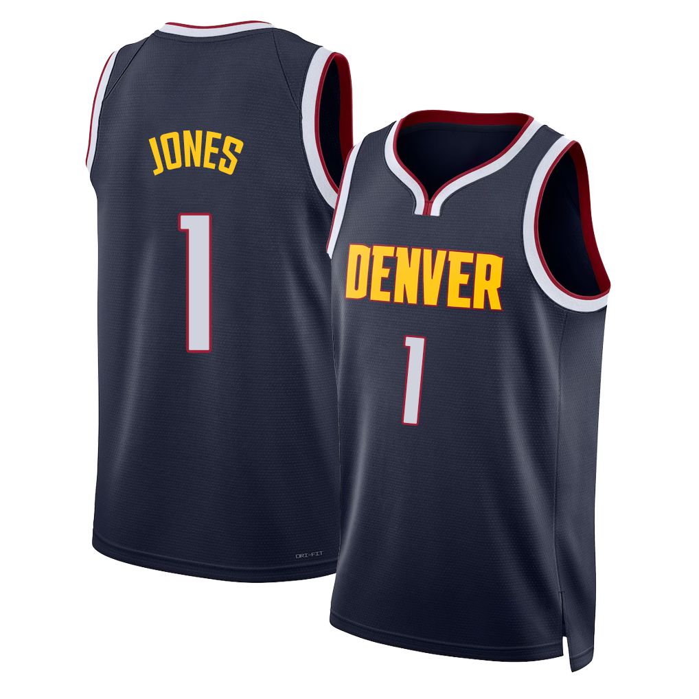 Denver #1 Jones Player Basketball Sleeveless Navy Jersey Curtis For Adult Youth