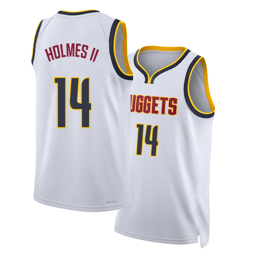 Denver #14 Holmes II Player Basketball Sleeveless White Jersey Daron For Adult Youth