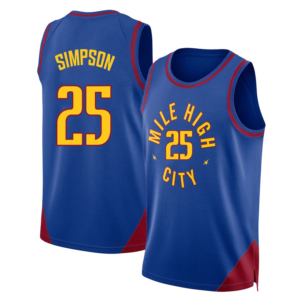 Denver #25 Simpson Player Basketball Sleeveless Blue Jersey KJ For Adult Youth