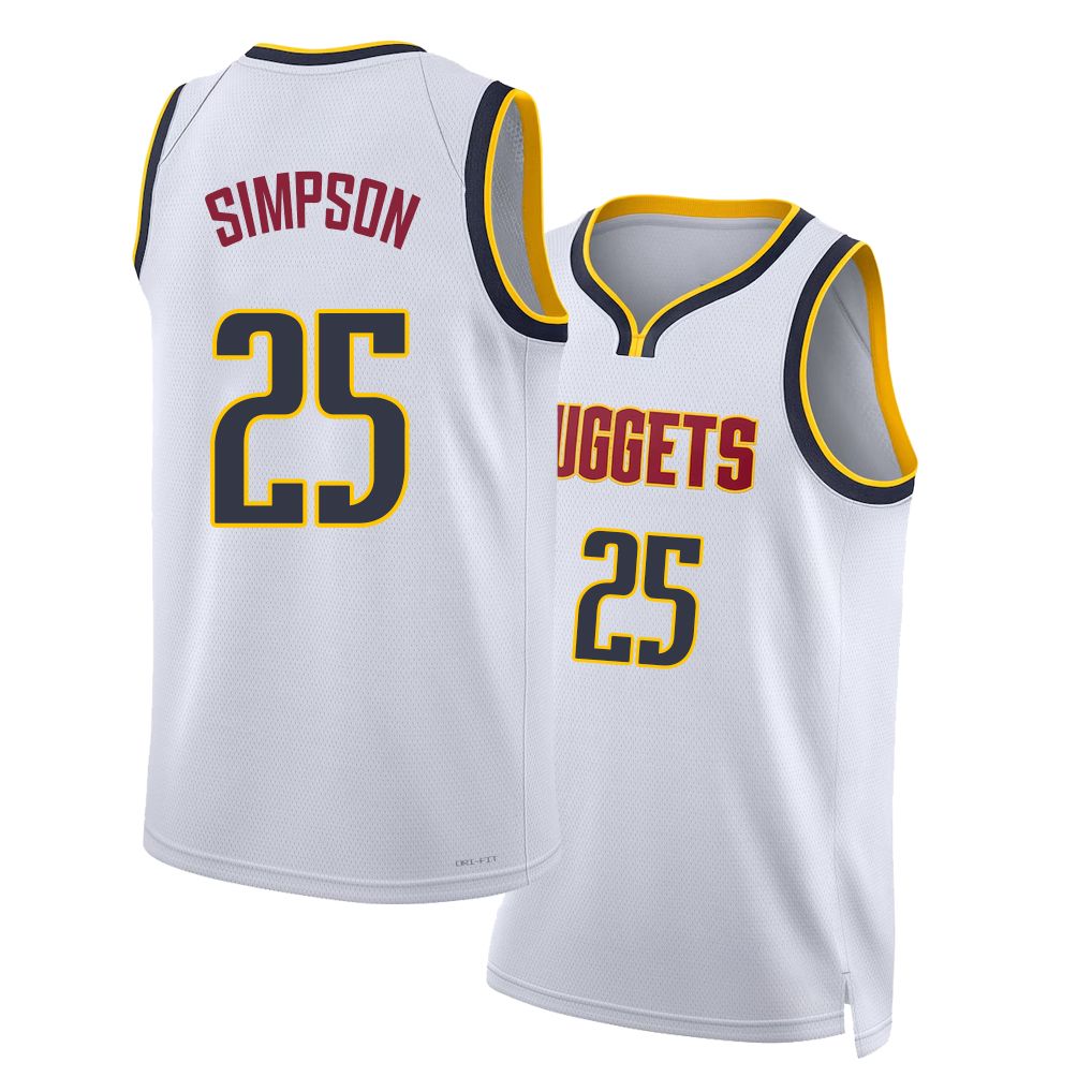 Denver #25 Simpson Player Basketball Sleeveless White Jersey KJ For Adult Youth