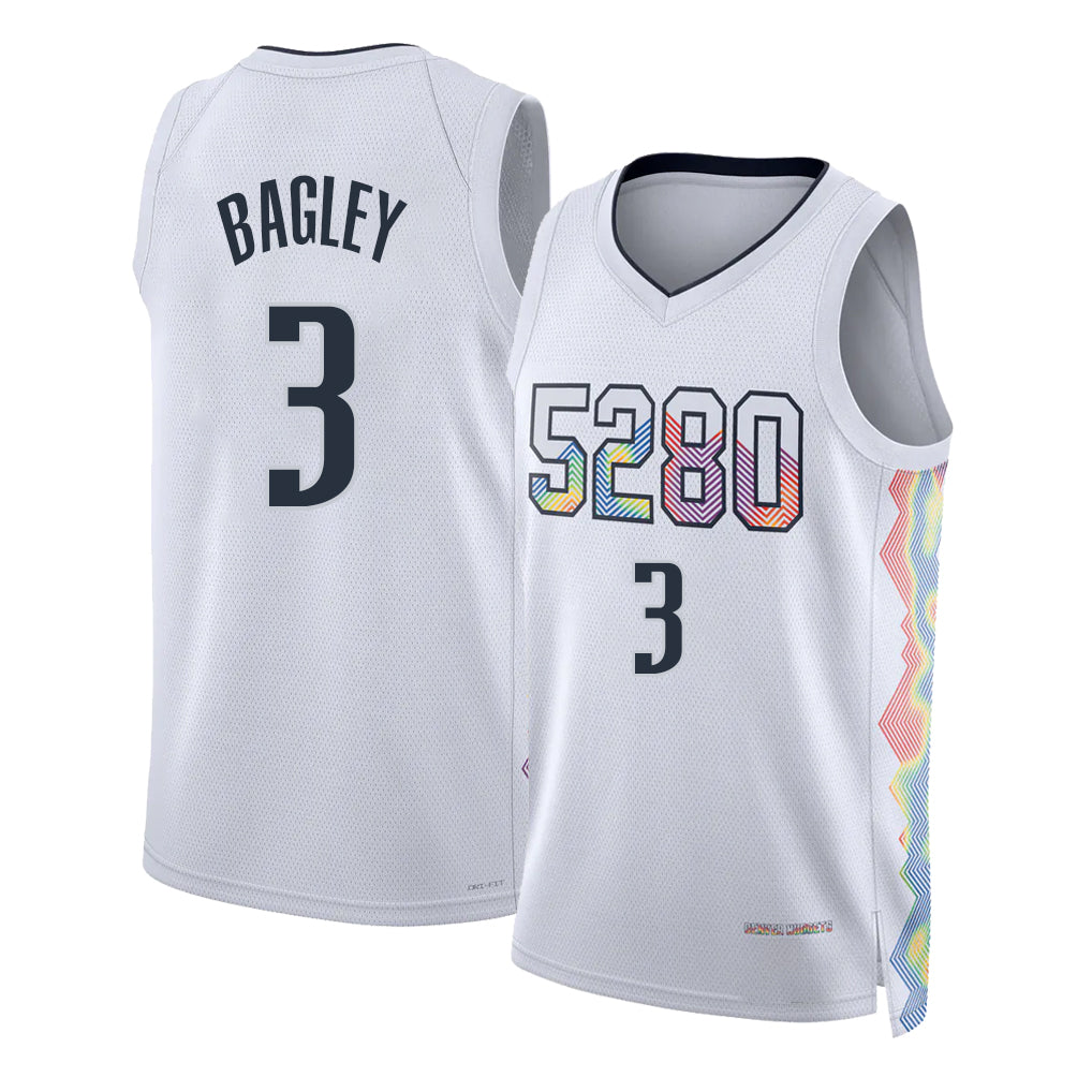 Denver #3 Bagley III Player Basketball Sleeveless White Jersey Marvin For Adult Youth