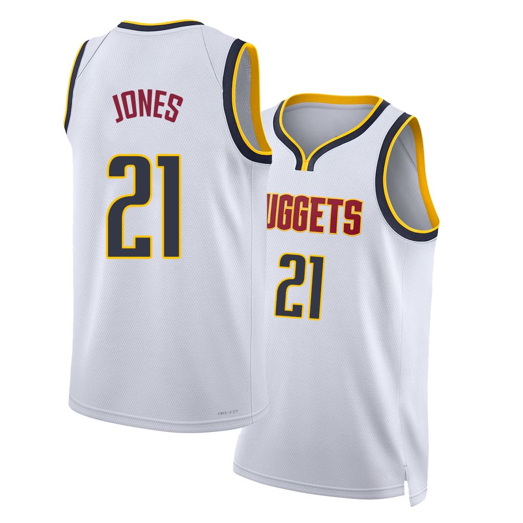 Denver #21 Jones Player Basketball Sleeveless White Jersey Spencer For Adult Youth