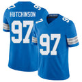 Detroit #97 Hutchinson Player Football V Neck Short Sleeve Blue Jersey Aidan For Men Youth Women Gift
