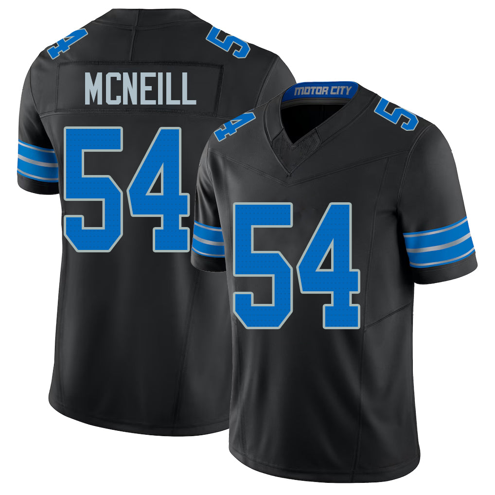 Detroit #54 McNeill Player Football V Neck Short Sleeve Black Jersey Alim For Men Youth Women Gift