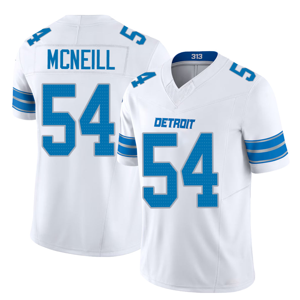 Detroit #54 McNeill Player Football V Neck Short Sleeve White Jersey Alim For Men Youth Women Gift