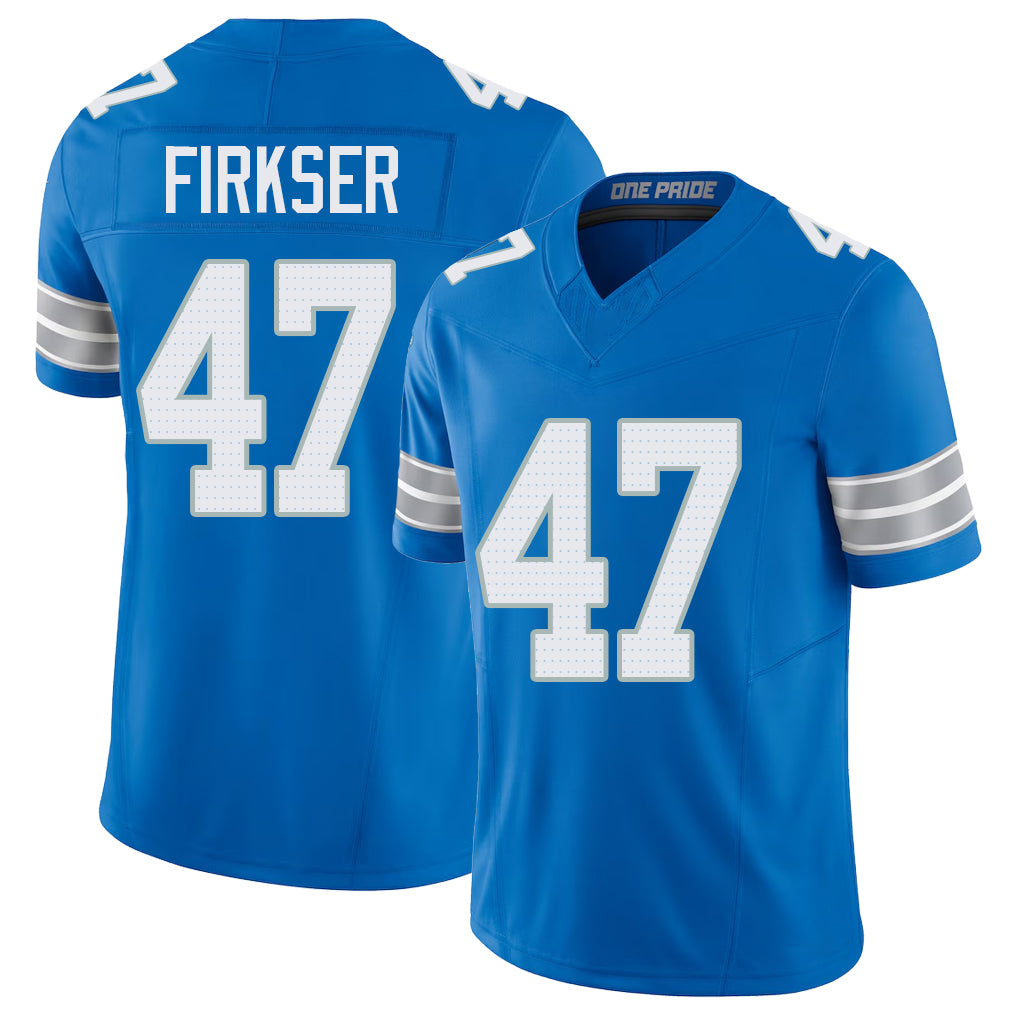 Detroit #47 Firkser Player Football V Neck Short Sleeve Blue Jersey Anthony For Men Youth Women Gift