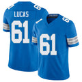 Detroit #61 Lucas Player Football V Neck Short Sleeve Blue Jersey Anthony For Men Youth Women Gift