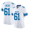 Detroit #61 Lucas Player Football V Neck Short Sleeve White Jersey Anthony For Men Youth Women Gift