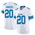 Detroit #20 Sanders Player Football V Neck Short Sleeve White Jersey Barry For Men Youth Women Gift