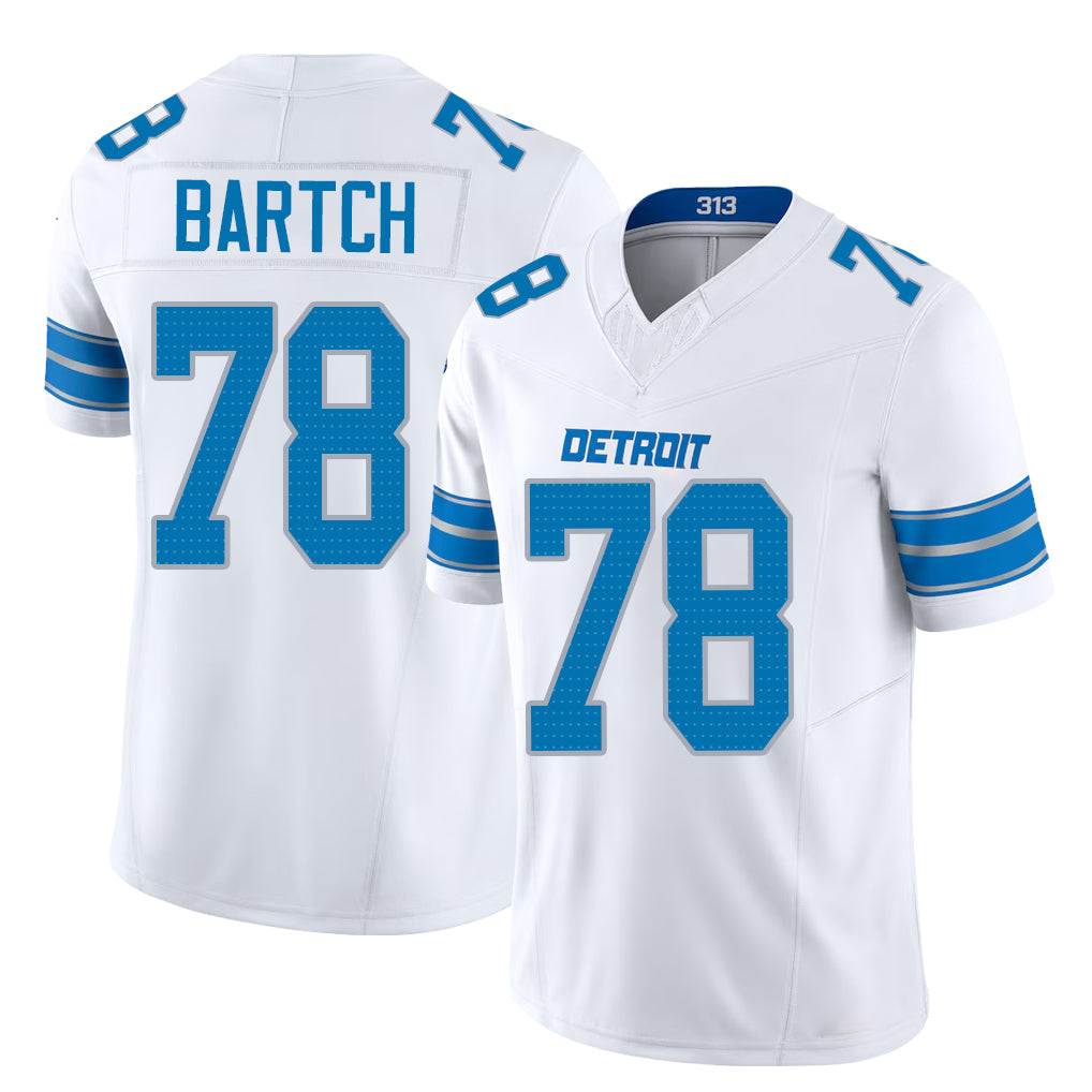 Detroit #78 Bartch Player Football V Neck Short Sleeve White Jersey Ben For Men Youth Women Gift