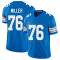 Detroit #76 Miller Player Football V Neck Short Sleeve Blue Jersey Blake For Men Youth Women Gift