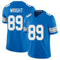 Detroit #89 Wright Player Football V Neck Short Sleeve Blue Jersey Brock For Men Youth Women Gift