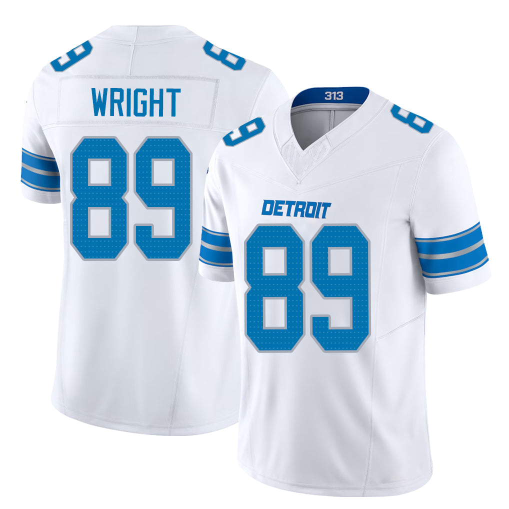 Detroit #89 Wright Player Football V Neck Short Sleeve White Jersey Brock For Men Youth Women Gift