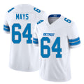 Detroit #64 Mays Player Football V Neck Short Sleeve White Jersey Cade For Men Youth Women Gift