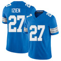 Detroit #27 Izien Player Football V Neck Short Sleeve Blue Jersey Christian For Men Youth Women Gift