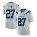 Detroit #27 Izien Player Football V Neck Short Sleeve Silver Jersey Christian For Men Youth Women Gift