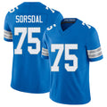 Detroit #75 Sorsdal Player Football V Neck Short Sleeve Blue Jersey Colby For Men Youth Women Gift