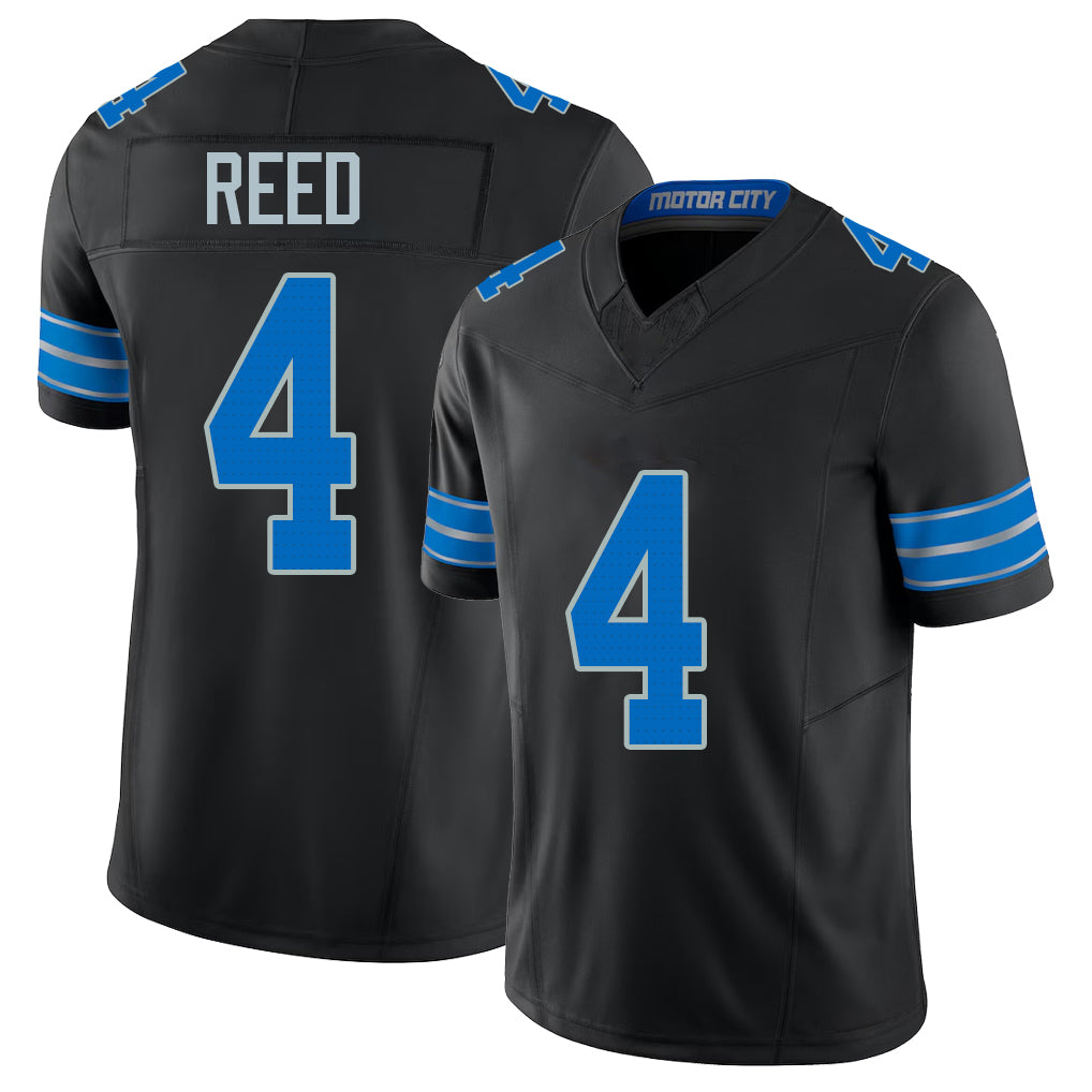 Detroit #4 Reed Player Football V Neck Short Sleeve Black Jersey D.J. For Men Youth Women Gift