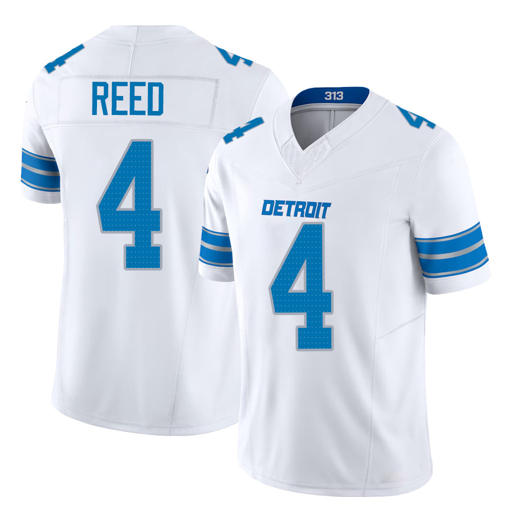 Detroit #4 Reed Player Football V Neck Short Sleeve White Jersey D.J. For Men Youth Women Gift