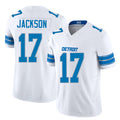 Detroit #17 Jackson Player Football V Neck Short Sleeve White Jersey Dan For Men Youth Women Gift
