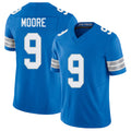 Detroit #9 Moore Player Football V Neck Short Sleeve Blue Jersey Derrick For Men Youth Women Gift
