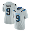 Detroit #9 Moore Player Football V Neck Short Sleeve Silver Jersey Derrick For Men Youth Women Gift
