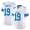 Detroit #19 Lovett Player Football V Neck Short Sleeve White Jersey Dominic For Men Youth Women Gift