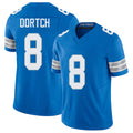 Detroit #8 Dortch Player Football V Neck Short Sleeve Blue Jersey Greg For Men Youth Women Gift