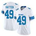 Detroit #49 Hatten Player Football V Neck Short Sleeve White Jersey Hogan For Men Youth Women Gift