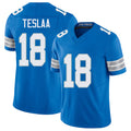 Detroit #18 TeSlaa Player Football V Neck Short Sleeve Blue Jersey Isaac For Men Youth Women Gift