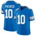 Detroit #10 Pacheco Player Football V Neck Short Sleeve Blue Jersey Isiah For Men Youth Women Gift