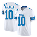 Detroit #10 Pacheco Player Football V Neck Short Sleeve White Jersey Isiah For Men Youth Women Gift