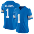 Detroit #1 Williams Player Football V Neck Short Sleeve Blue Jersey Jameson For Men Youth Women Gift