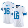 Detroit #16 Goff Player Football V Neck Short Sleeve White Jersey Jared For Men Youth Women Gift