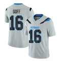 Detroit #16 Goff Player Football V Neck Short Sleeve Silver Jersey Jared For Men Youth Women Gift