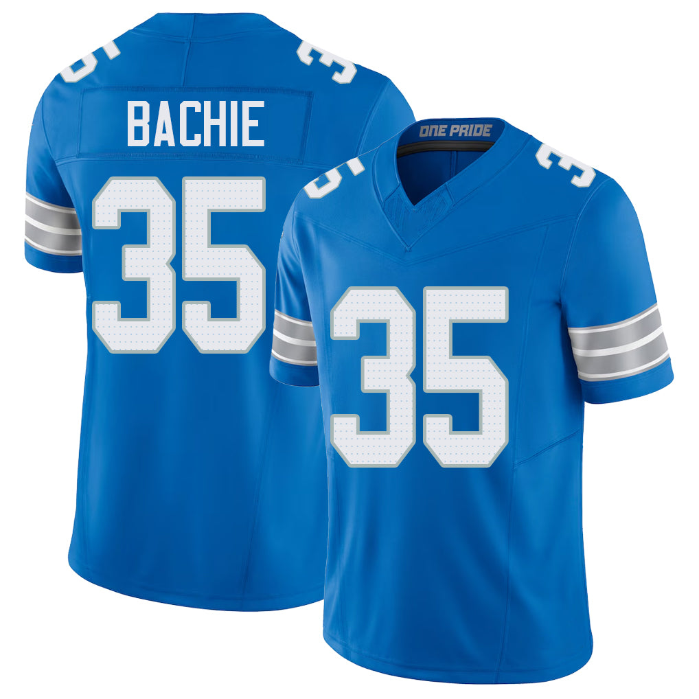 Detroit #35 Bachie Player Football V Neck Short Sleeve Blue Jersey Joe For Men Youth Women Gift