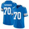 Detroit #70 Scruggs Player Football V Neck Short Sleeve Blue Jersey Juice For Men Youth Women Gift