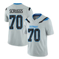 Detroit #70 Scruggs Player Football V Neck Short Sleeve Silver Jersey Juice For Men Youth Women Gift