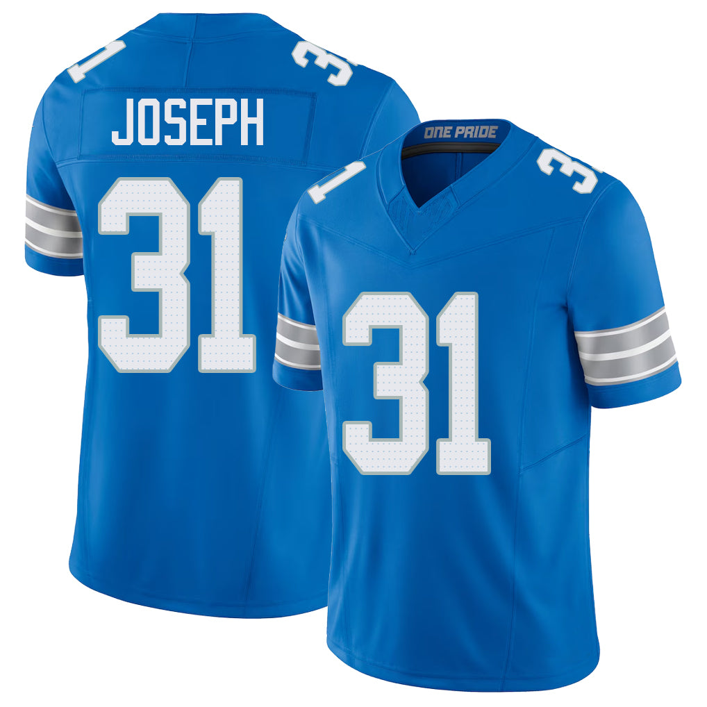 Detroit #31 Joseph Player Football V Neck Short Sleeve Blue Jersey Kerby For Men Youth Women Gift